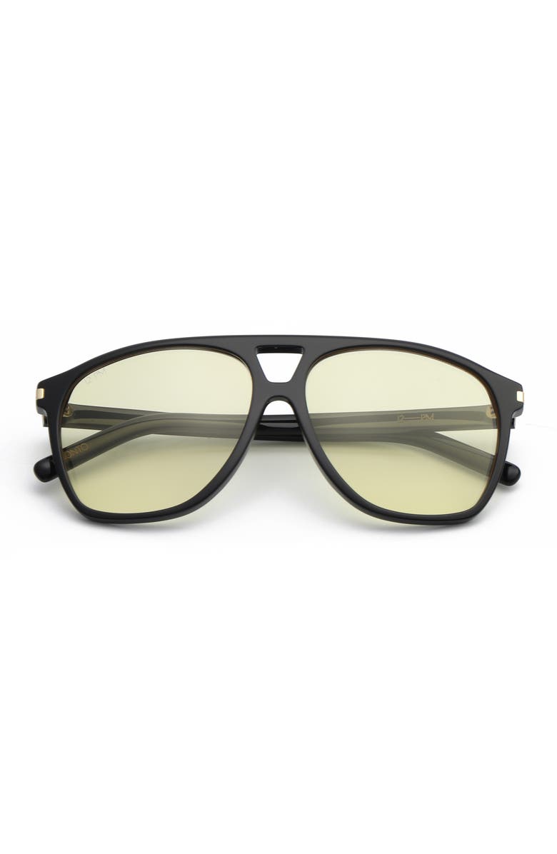 12PM STUDIOS Toronto Aviator Sunglasses, Alternate, color, Black/Yellow