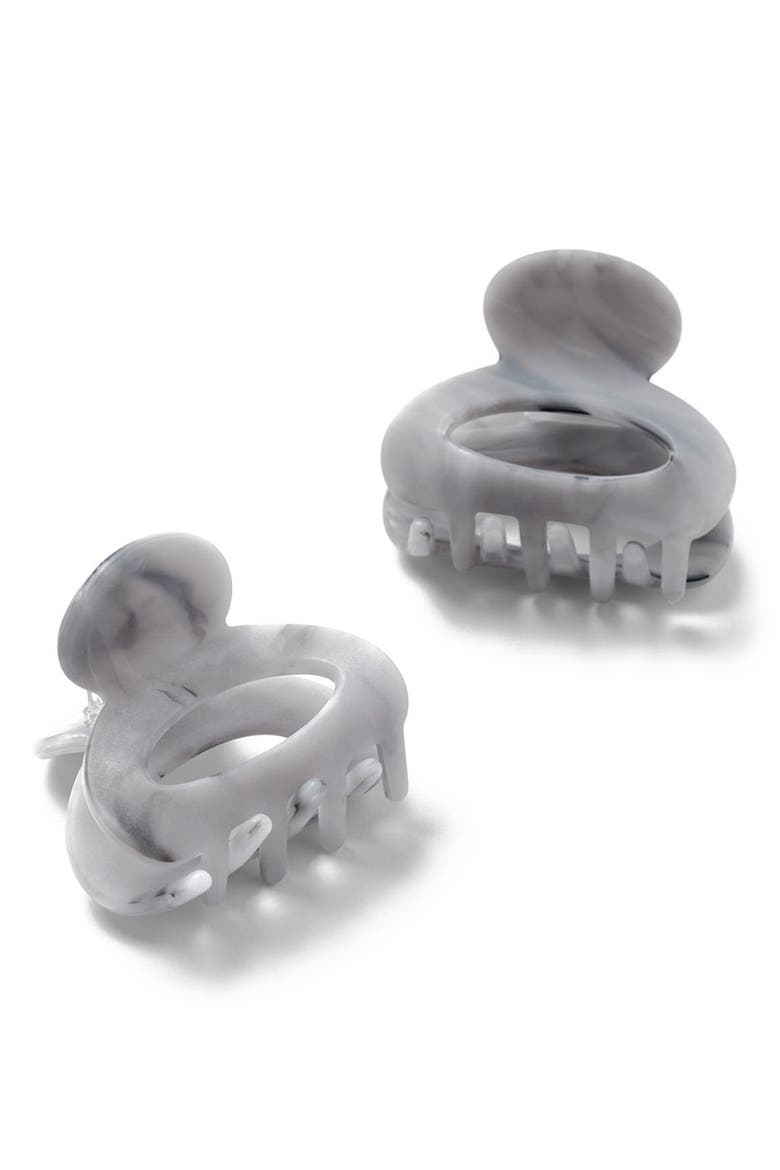 Set of 2 Assorted Marbled Petite Claw Clips, Main, color, NO COLOR