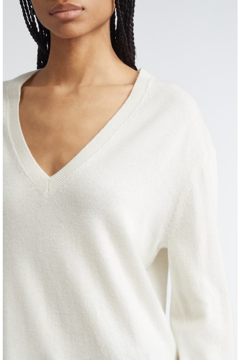 Cashmere V-Neck Sweater, Alternate, color, ECRU