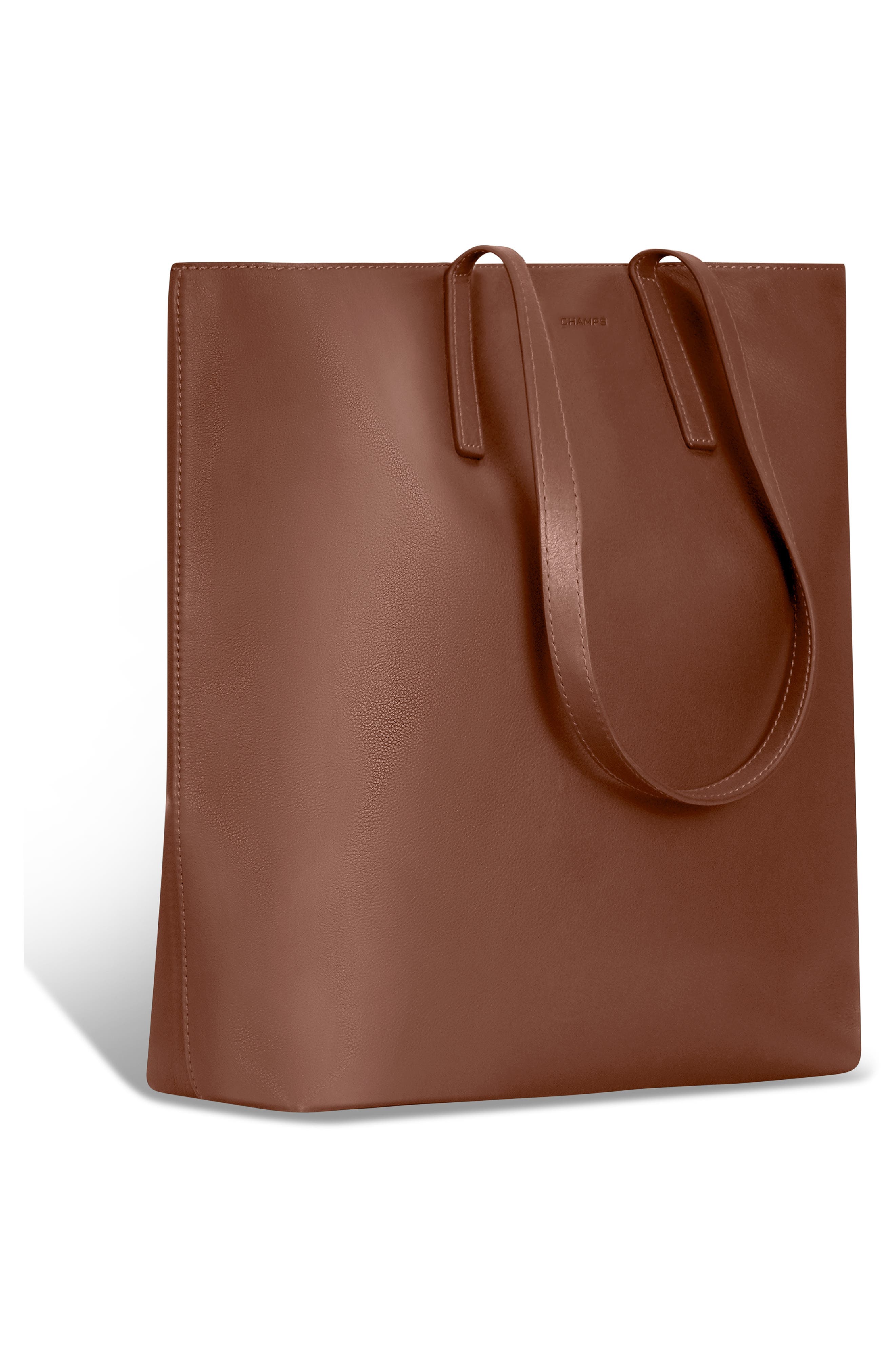 Onyx Leather Vertical Tote, Alternate, color, BROWN