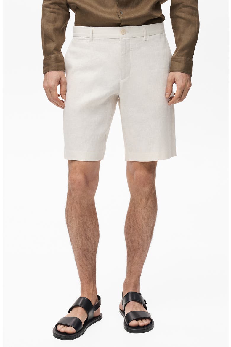 Slim Fit Flat Front Linen Bermuda Chino Shorts, Main, color, OFF WHITE