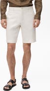 MANGO Slim Fit Flat Front Linen Bermuda Chino Shorts