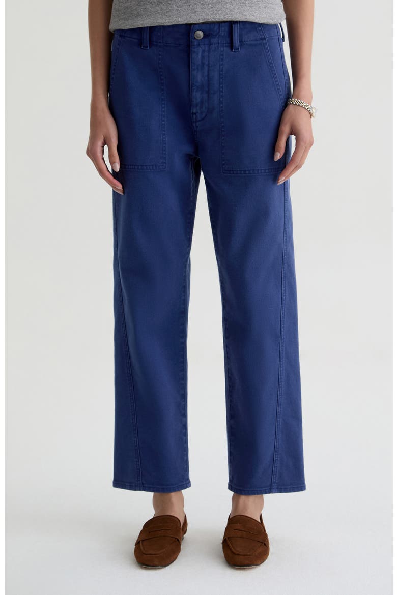 Analeigh High Waist Ankle Straight Leg Twill Pants, Main, color, SULFUR PACIFIC NAVY