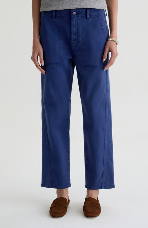 Analeigh High Waist Ankle Straight Leg Twill Pants