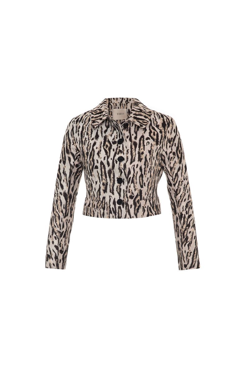 THEO The Label Tyche Jacquard Shrunken Jacket, Main, color, 