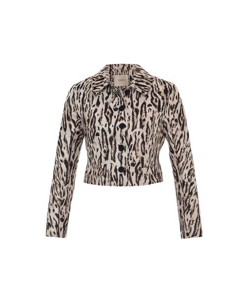 Theo The Label Women's Neutrals Tyche Jacquard Shrunken Jacket In Leopard