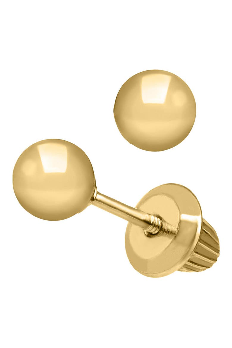14k Gold Ball Earrings, Alternate, color, GOLD