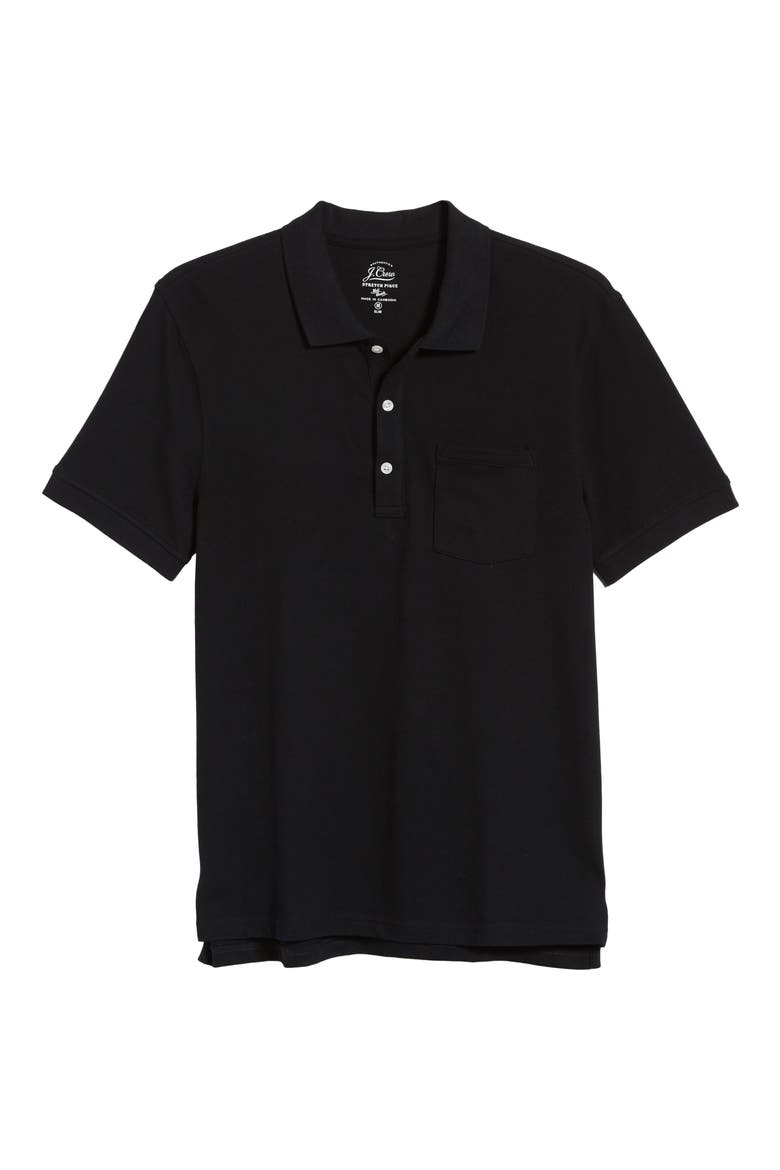 Stretch Cotton Polo Shirt, Alternate, color, BLACK