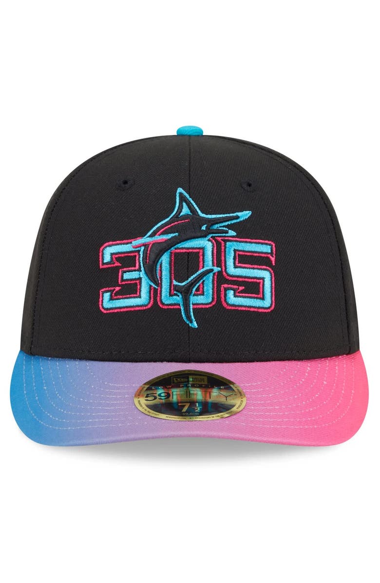 New Era Men's New Era Black/Pink Miami Marlins 2025 City Connect Low Profile 59FIFTY Fitted Hat, Alternate, color, Black