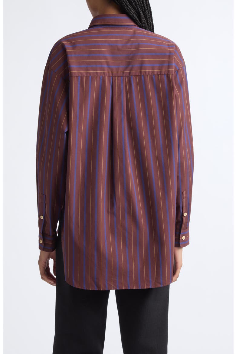 The Essential Striped Long Sleeve Cotton & Silk Shirt, Alternate, color, OXBLOOD STRIPE