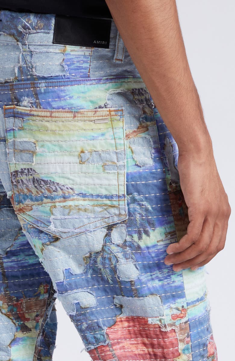 AMIRI Aloha Print Boro Straight Leg Jeans, Alternate, color, 