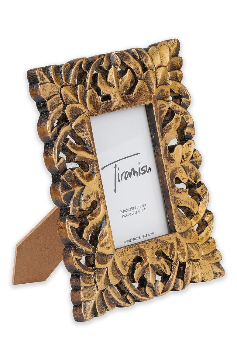 Tiramisu Artisanal Artistry Wood Carved Picture Frame, Alternate, color, Gold/ Antique