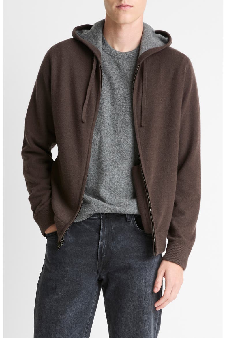 Cashmere Zip Hoodie Sweater, Alternate, color, MISSION/ MEDIUM HEATHER GREY