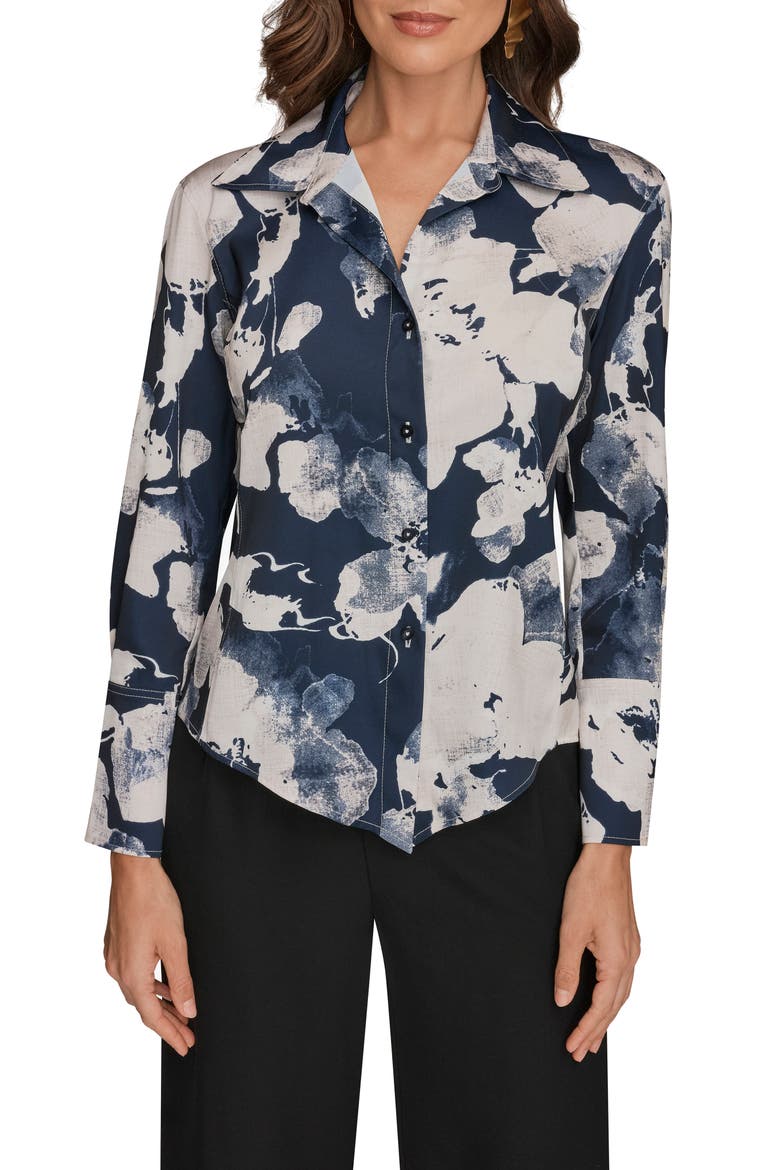 Floral Button-Up Shirt, Main, color, DARK NIGHTFALL MULTI