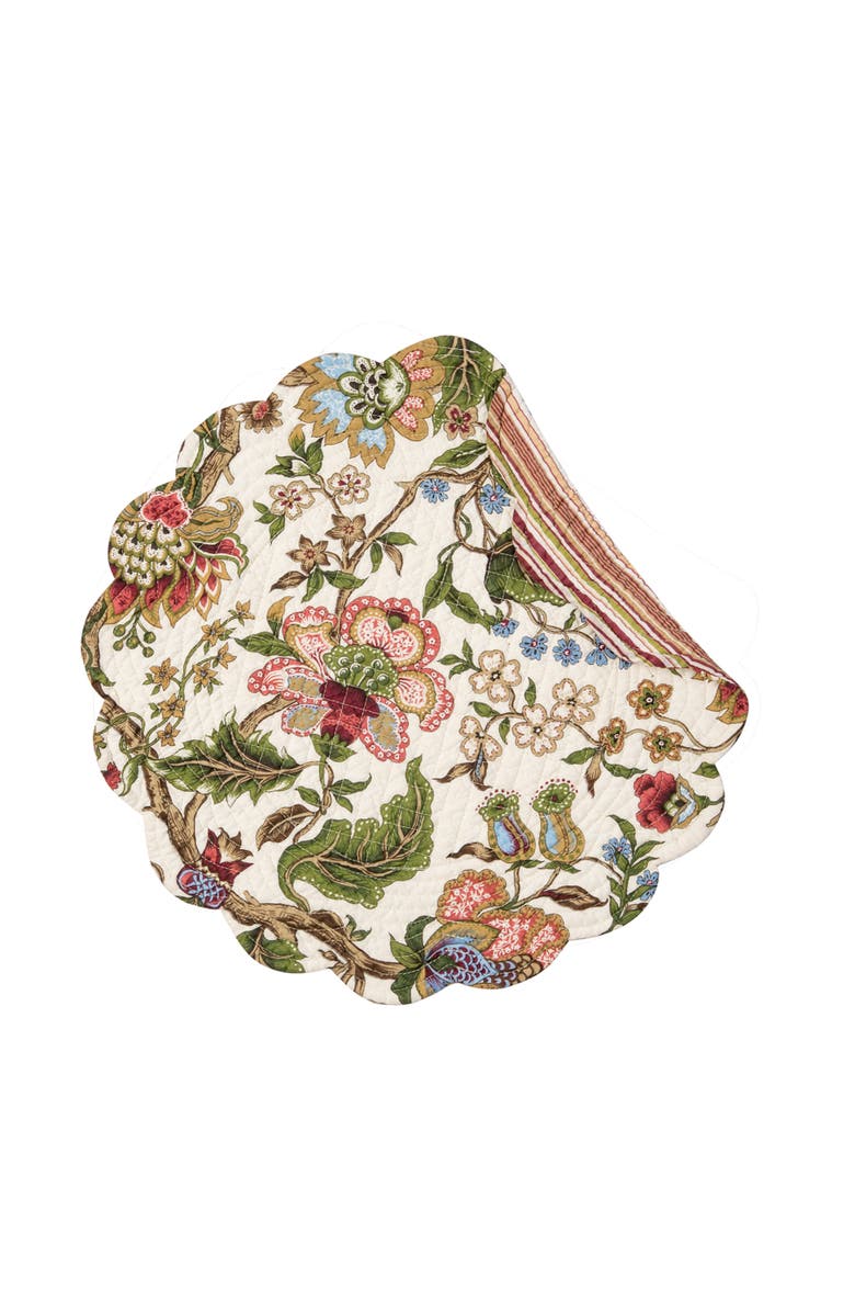 C&F Home Amara Round Quilted Placemats Set of 6, 17", Alternate, color, Red