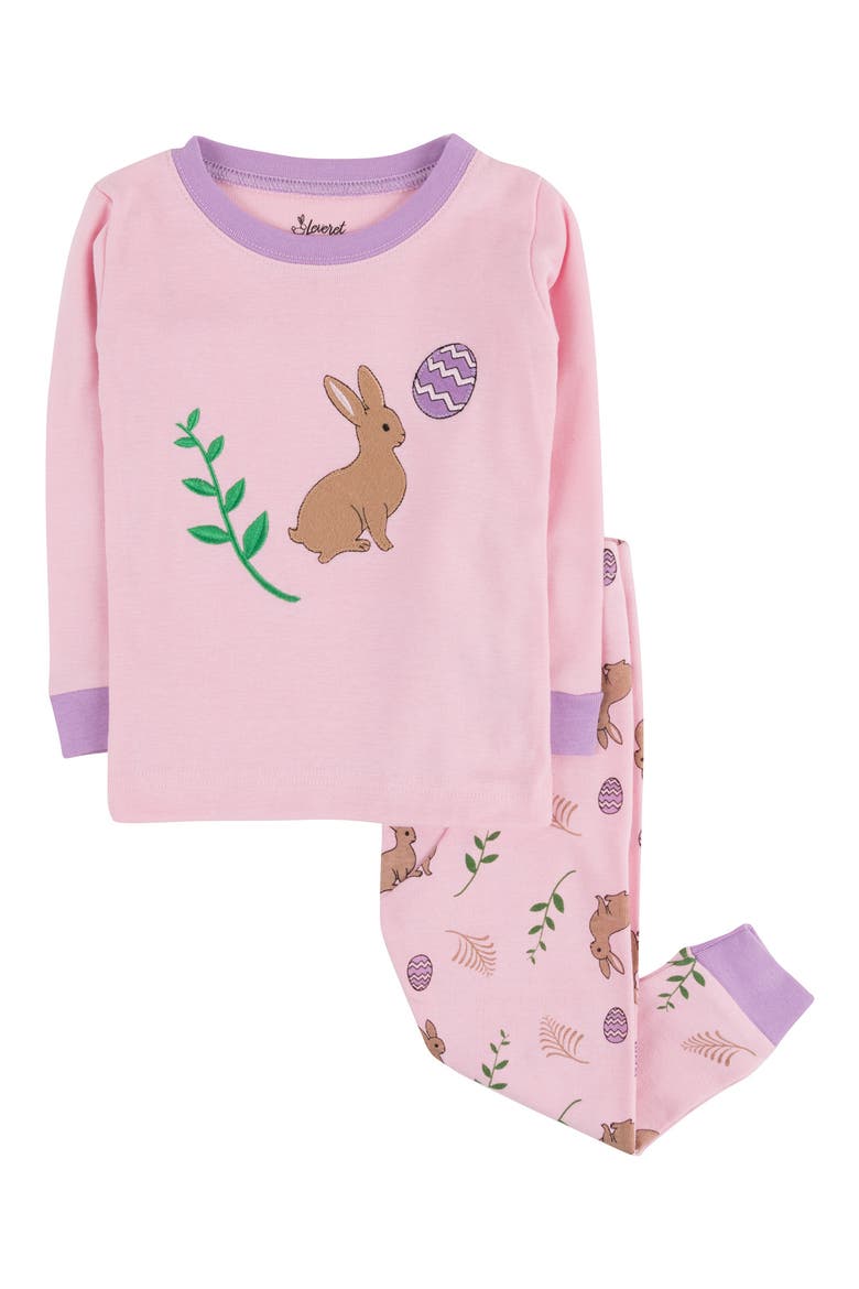 Kids Cotton Two-Piece Printed Holiday Pajamas, Main, color, PINK