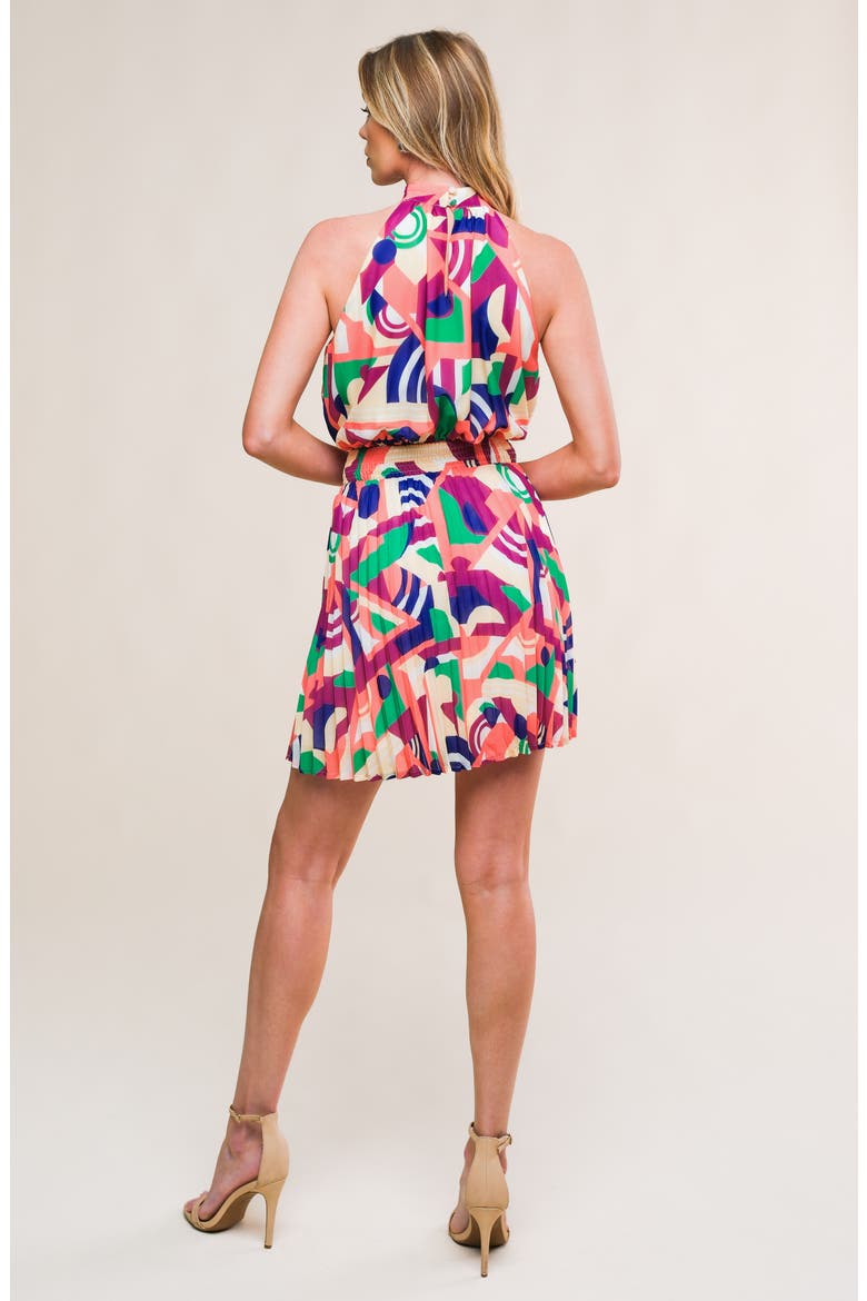 Halter Neck Sleeveless Minidress, Alternate, color, NAVY/ PURPLE
