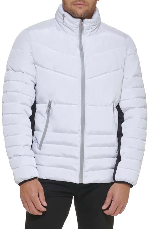 Faux Memory Full Zip Mixed Quilted Puffer Jacket