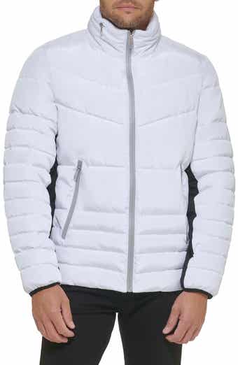 Kenneth Cole New York Faux Memory Full Zip Mixed Quilted Puffer Jacket