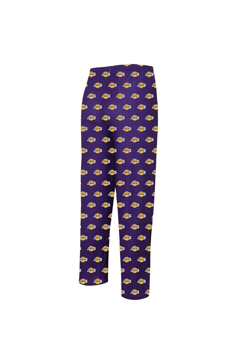 CONCEPTS SPORT Men's Concepts Sport Purple Los Angeles Lakers Allover Logo Print Gauge Sleep Pants, Alternate, color,