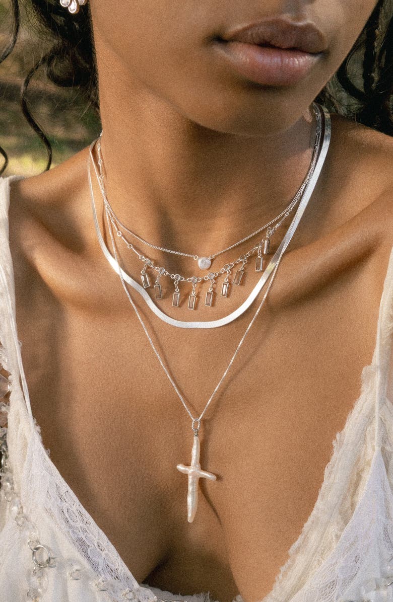Child of Wild Daphne Cubic Zirconia Necklace, Alternate, color, Silver