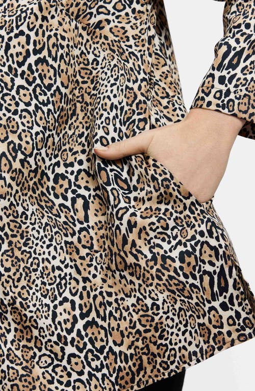 Foxcroft Carolina Leopard Print Cotton Sateen Button-up Shirt In Black