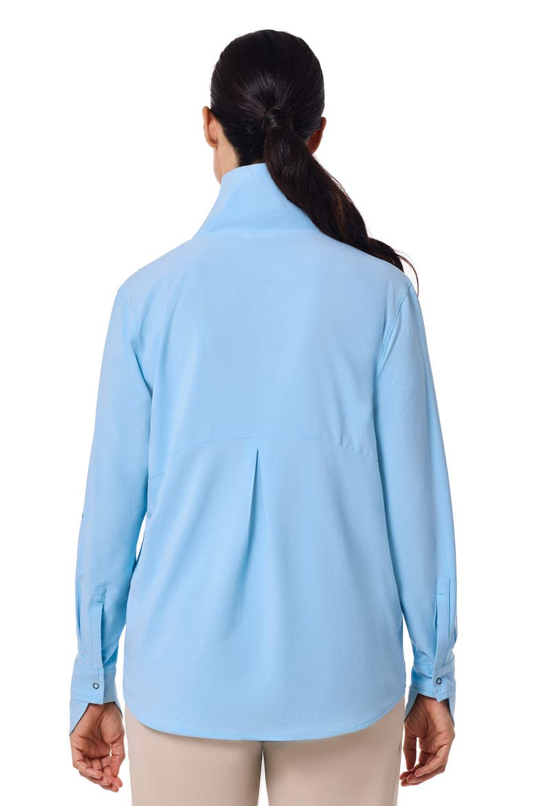 Women's Catona Funnel Neck Long Sleeve Top, UPF 50+ Sun Protection, Alternate, color, Arctic Blue Shadow Stripe