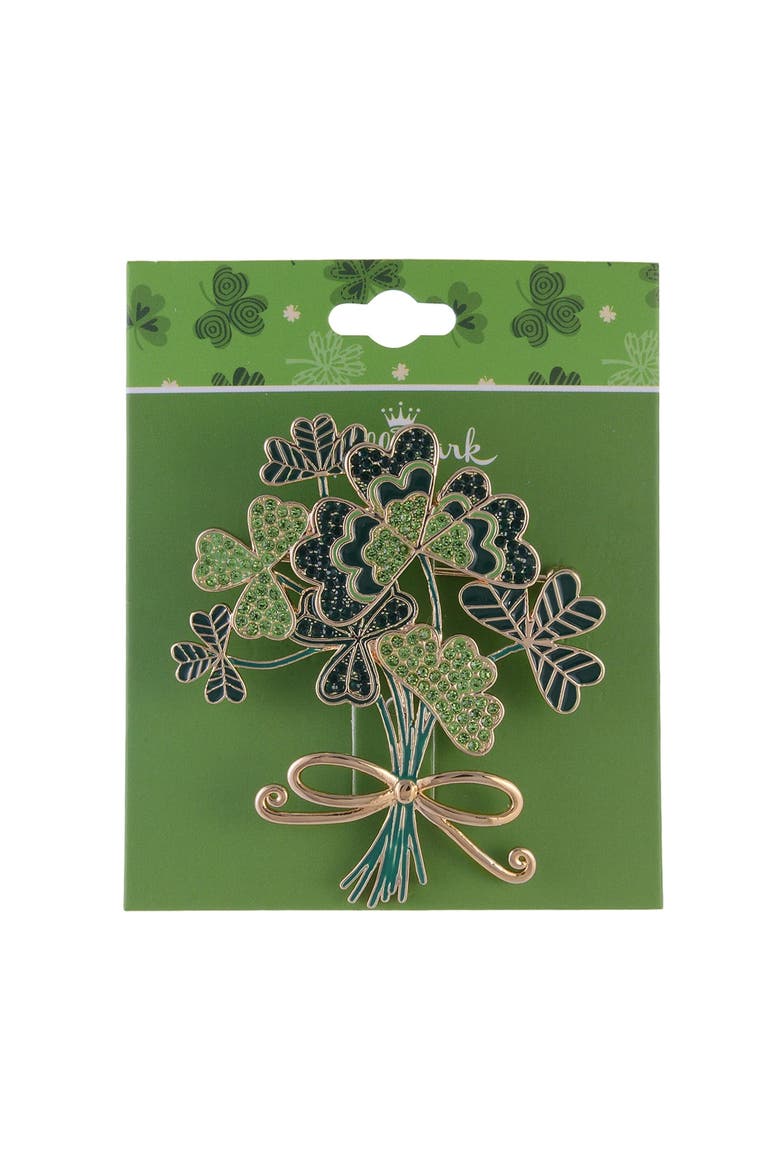 Four Leaf Clover Bouquet Pin, Alternate, color, Green