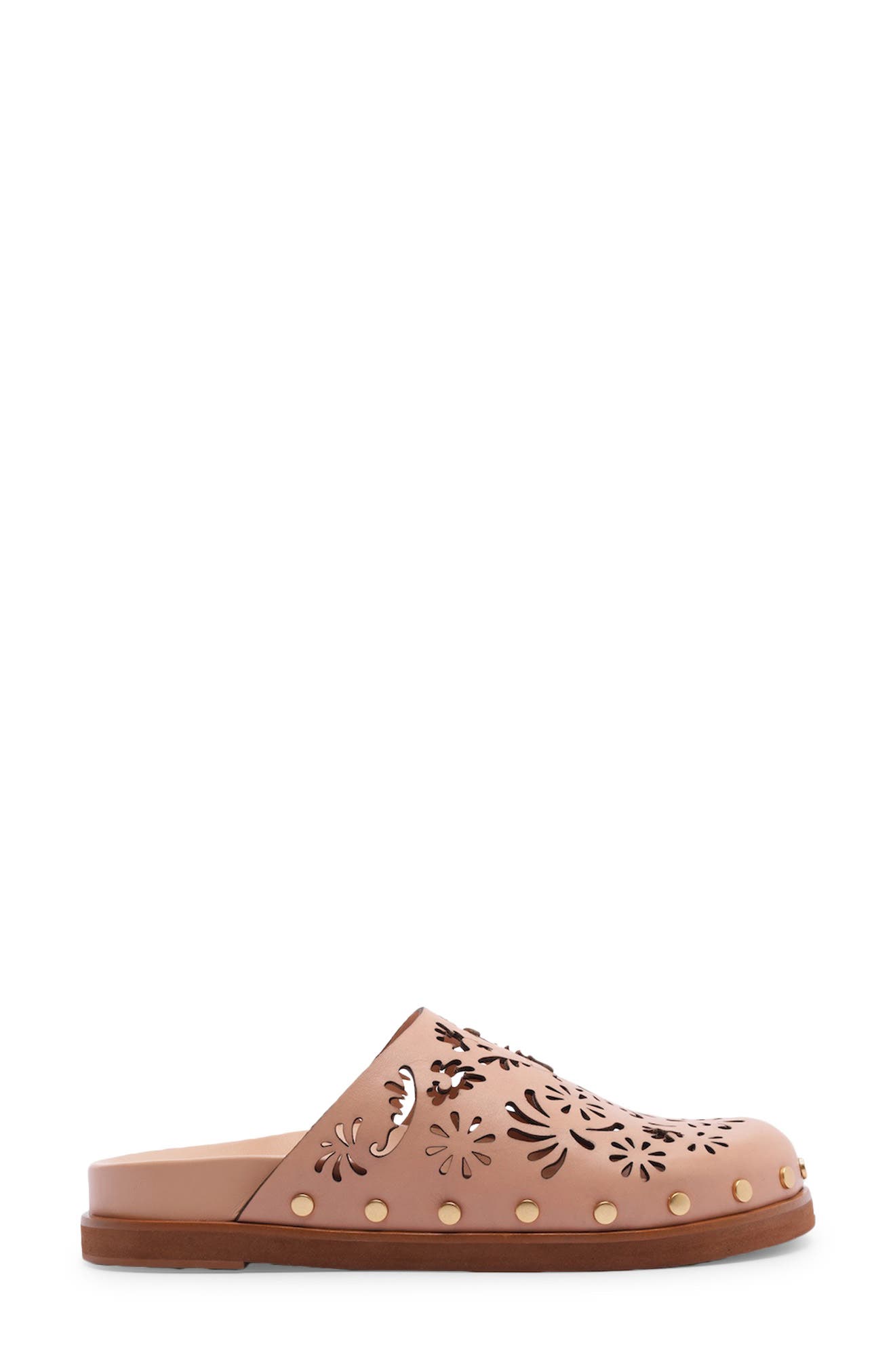 Lace Anatomic Leather Flat Mule, Alternate, color, OLD BLUSH