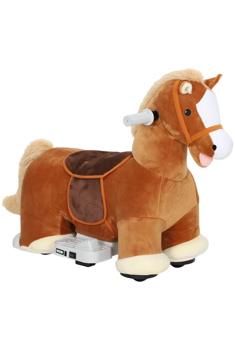 6V Kids Ride on Horse, Electric Riding Animal, Main, color, Brown