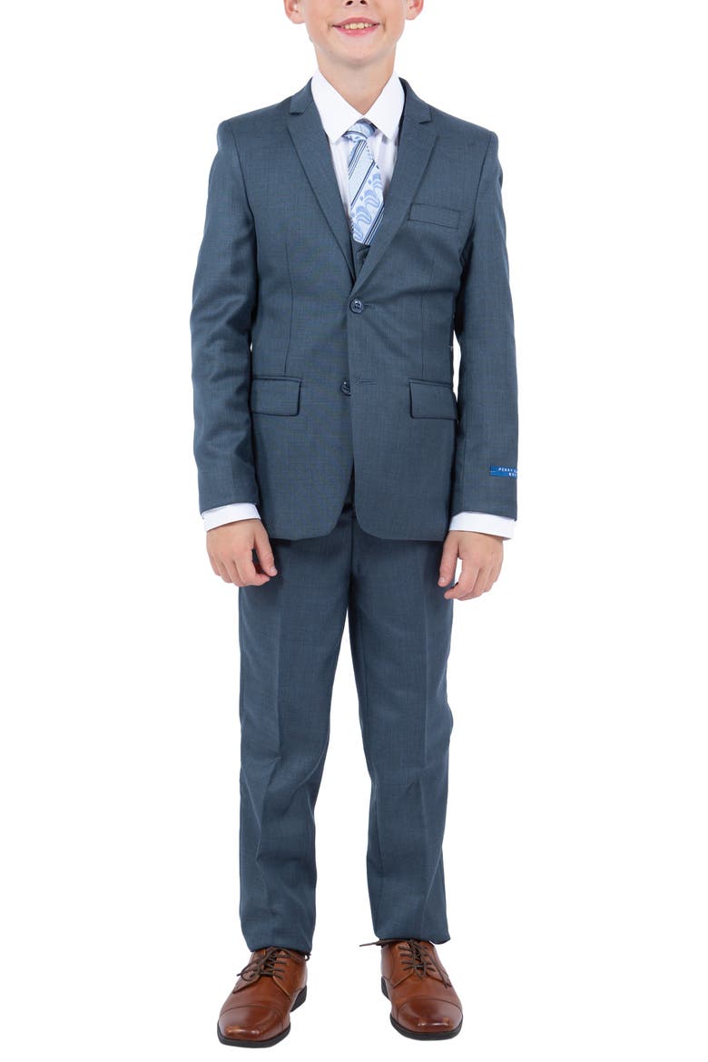 Kids' Navy Five-Piece Sharkskin Suit, Main, color, MEDIUM NAVY