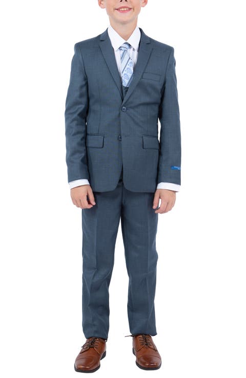 Kids' Navy Five-Piece Sharkskin Suit (Toddler & Little Kid)