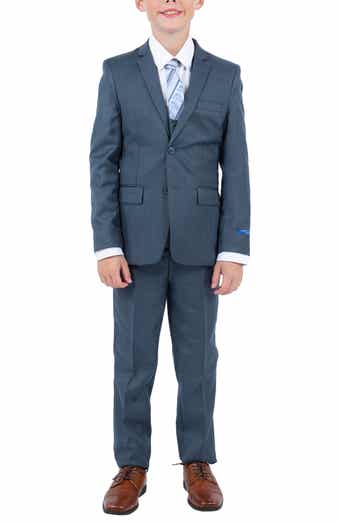 Perry Ellis Kids' Navy Five-Piece Sharkskin Suit
