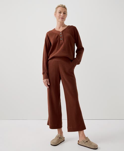 Pact Organic Cotton Thermal Waffle Wide Leg Pant In Brown