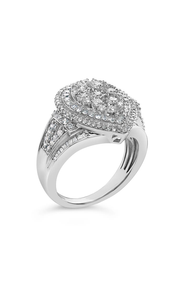 Haus of Brilliance Sterling Silver 1 Cttw Diamond Pear-Shaped Triple Halo Cluster Ring, Alternate, color, Silver