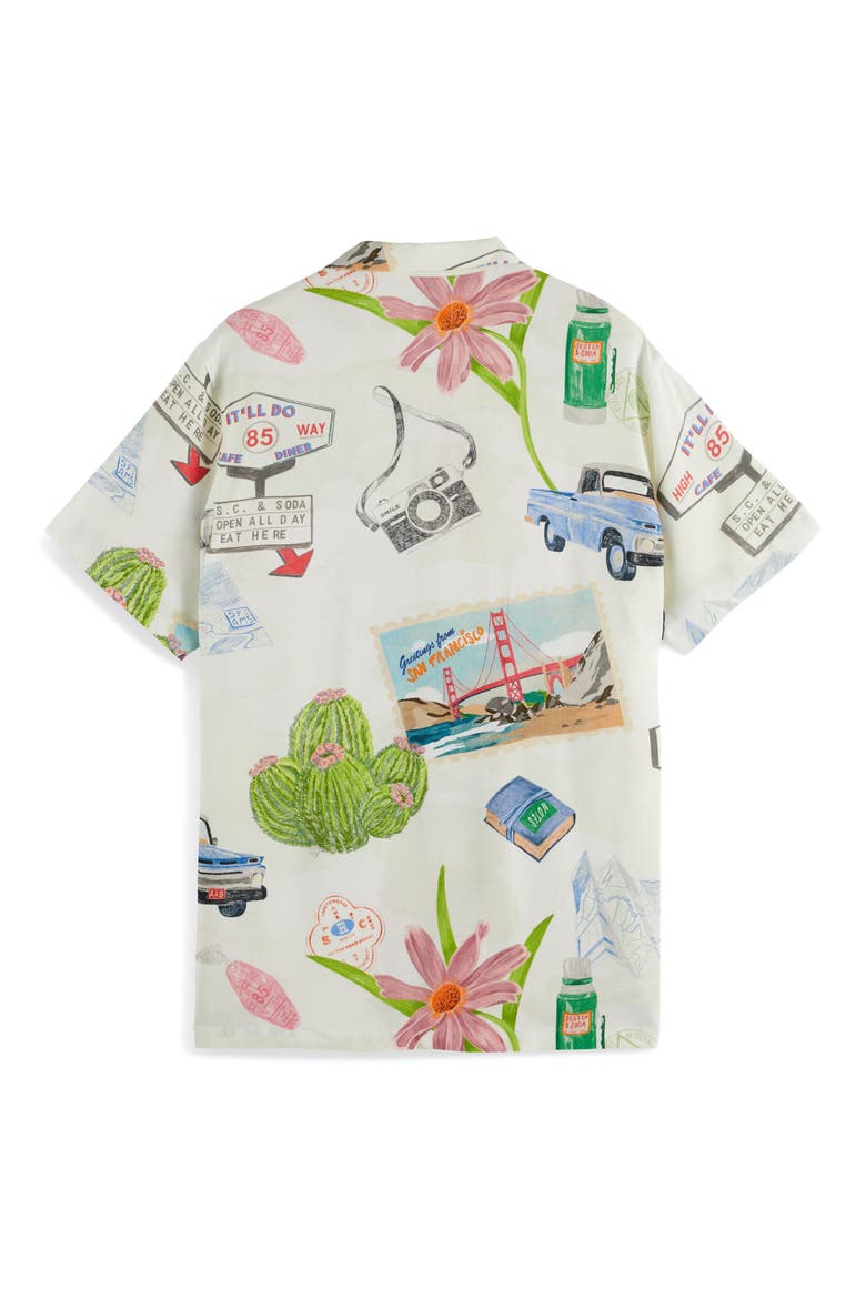 Road Trip Print Short Sleeve Camp Shirt, Alternate, color, LIGHT BEIGE