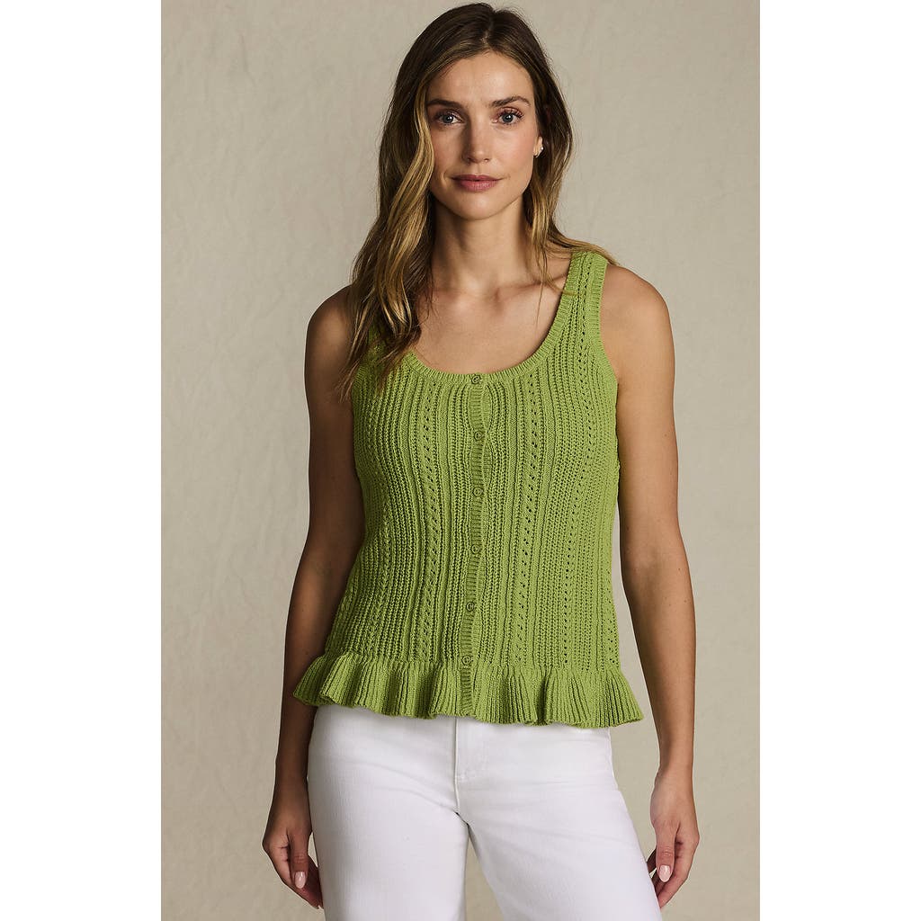 Lands' End Cotton Boucle Ruffle Hem Sleeveless Sweater In Multi
