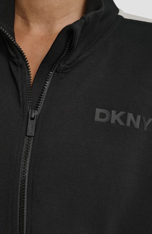 Dkny Stripe Full Zip Track Jacket In Black