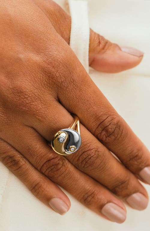 Sheryl Lowe Two Tone Diamond Bezel Yin Yang Ring In Multi