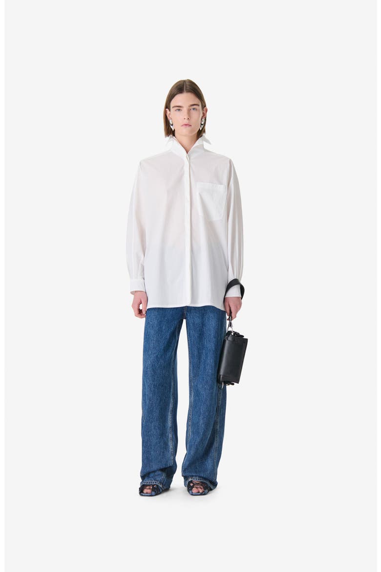 Nylia Oversized Cotton Shirt, Main, color, PORCELAIN