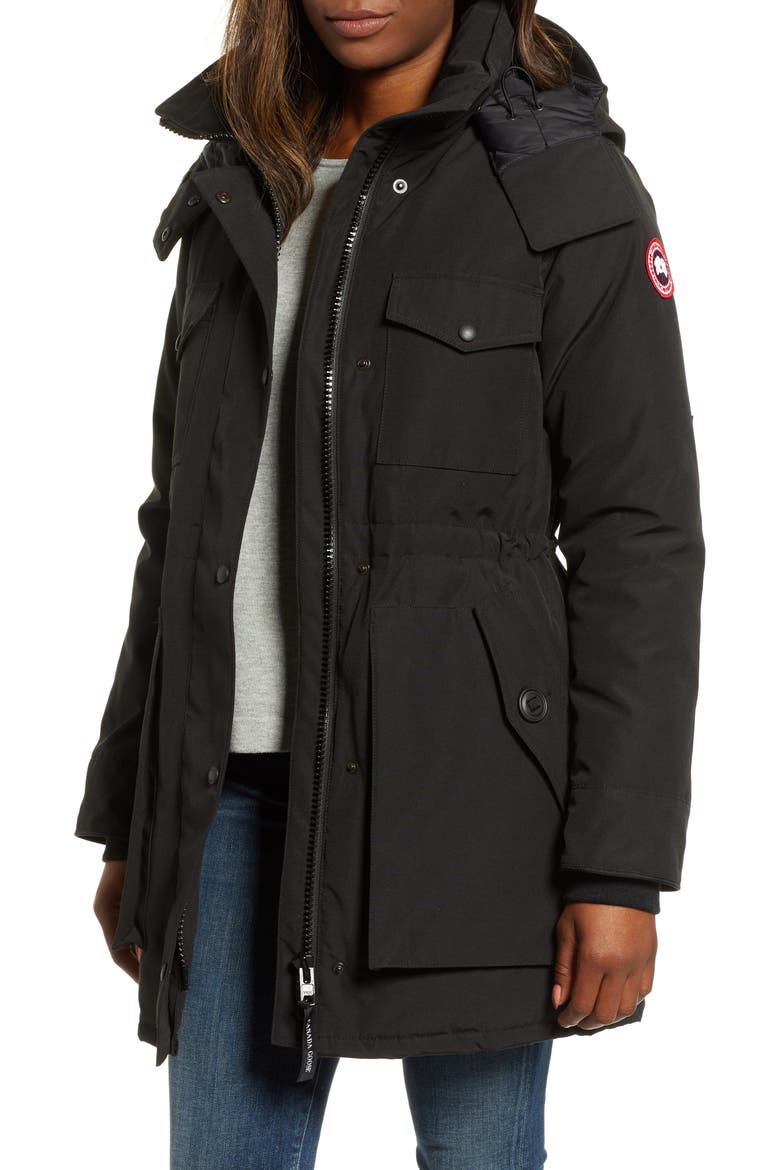 Gabriola Water Resistant Arctic Tech 625 Fill Power Down Parka, Main, color, BLACK