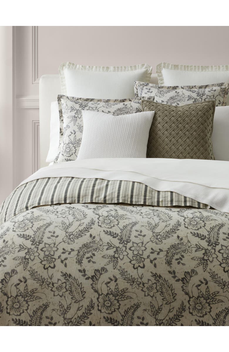Lauren Ralph Lauren Sara Paisley & Stripe Reversible Cotton Duvet Cover & Sham Set, Main, color, Grey