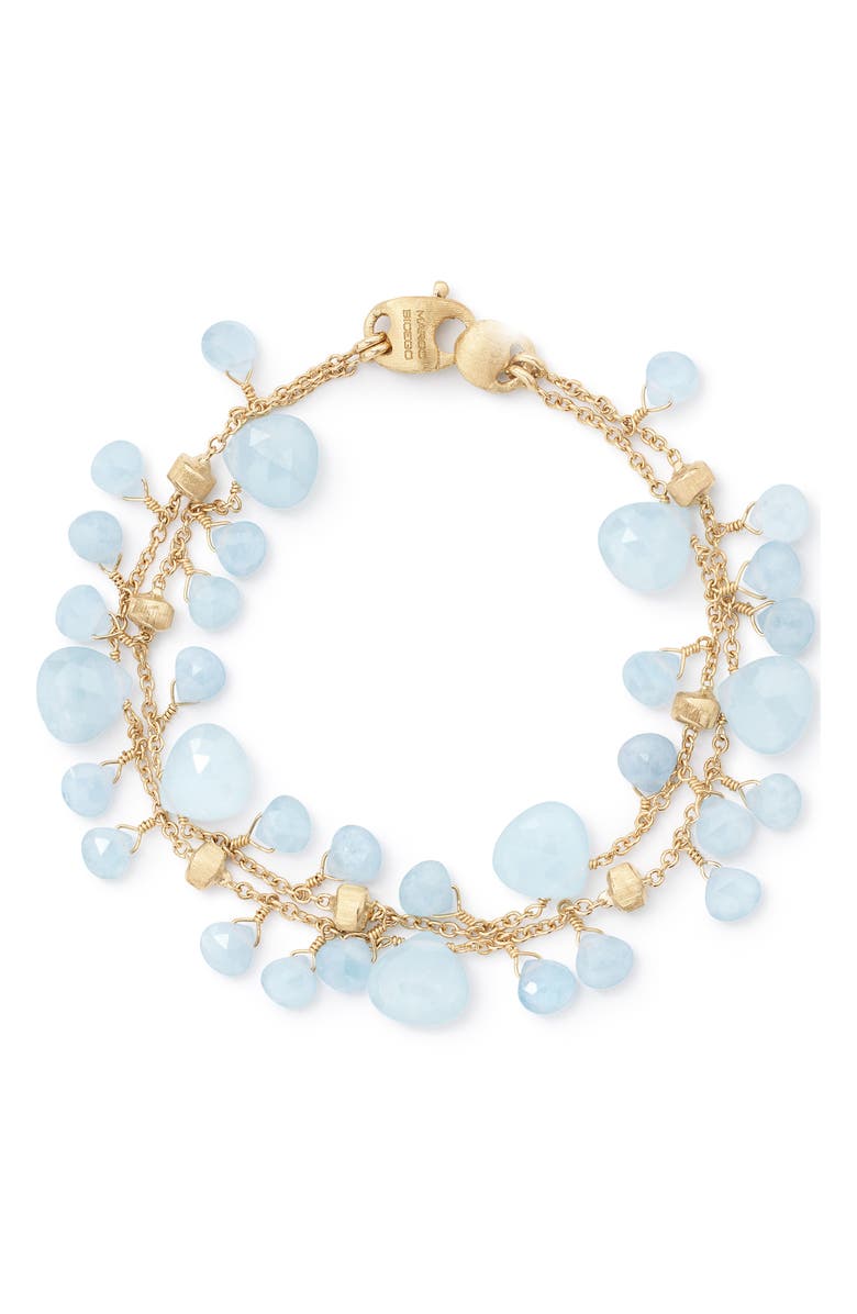 Marco Bicego Paradise 18K Yellow Gold Double-Strand Aquamarine Bracelet, Main, color, 