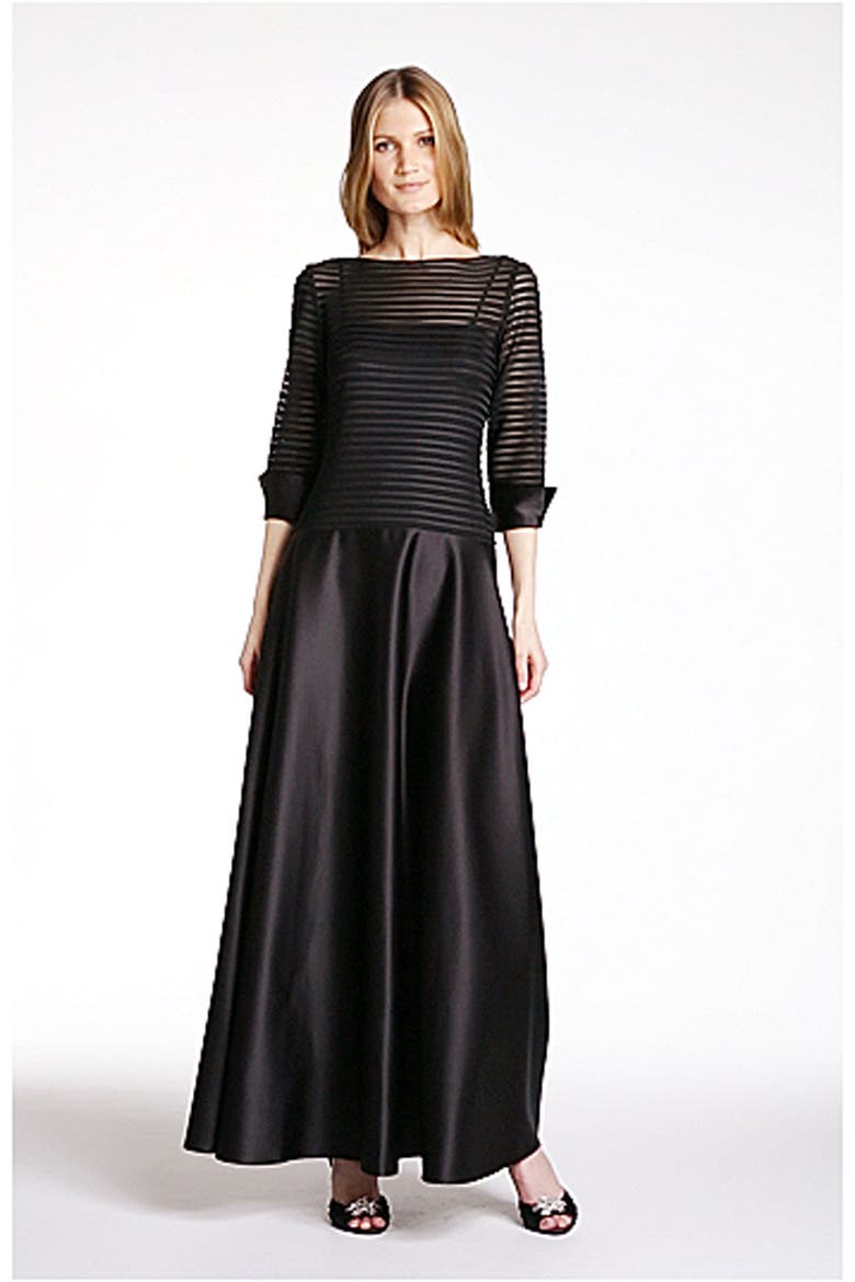 Illusion Bodice Dress, Alternate, color, BLACK