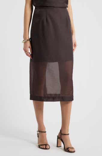 Organza Midi Pencil Skirt