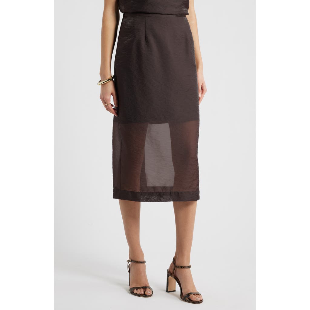 Nordstrom Organza Midi Pencil Skirt In Black