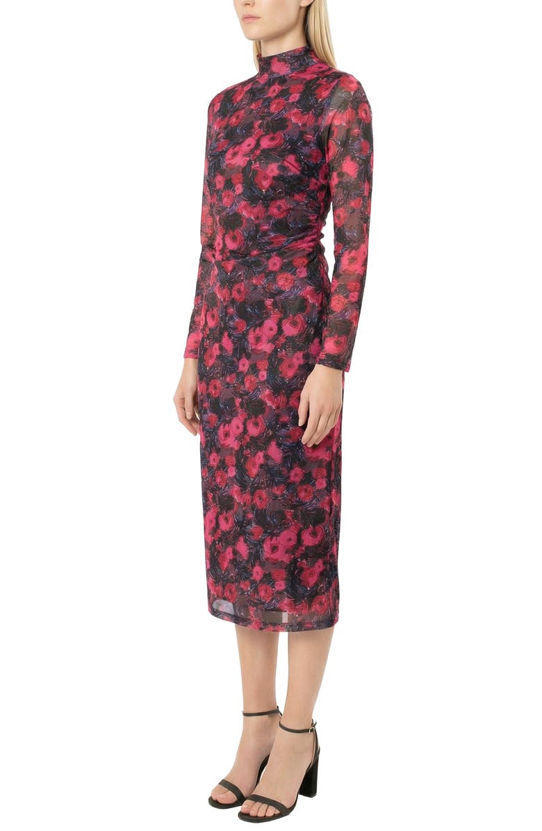 AREA STARS Phi Midi Mock Neck Jersey Dress, Alternate, color, Rose Print