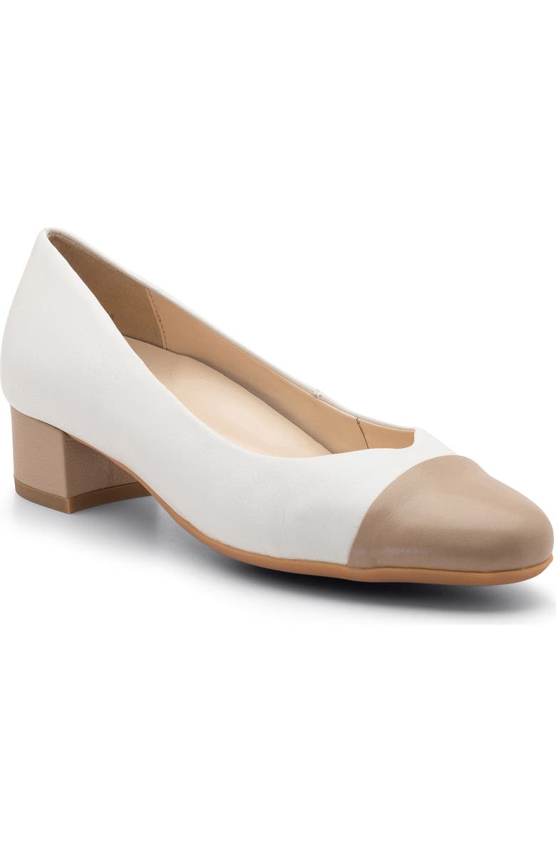 ara Nanette Block Heel Pump, Main, color, Cream Calf / Sand Calf Toe