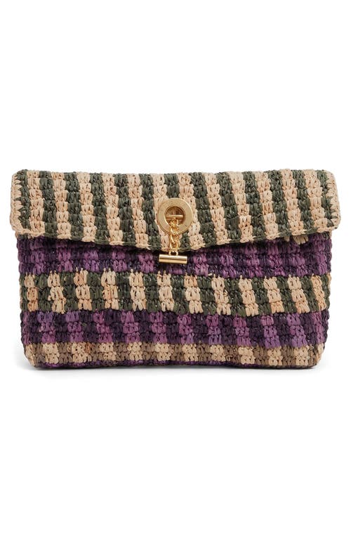 Veronica Beard Anchor Raffia Clutch In Multi