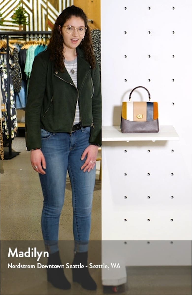 Parker Colorblock Stripe Leather Shoulder Bag, sales video thumbnail